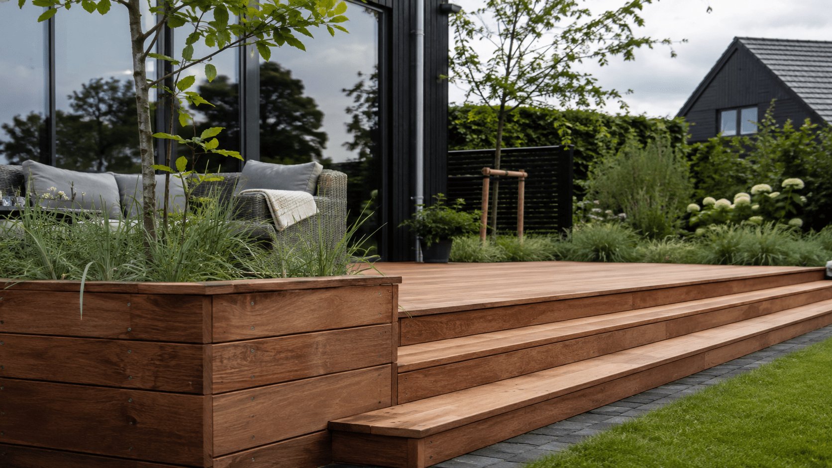 Udendørs terrasse udført af Natureline haveservice